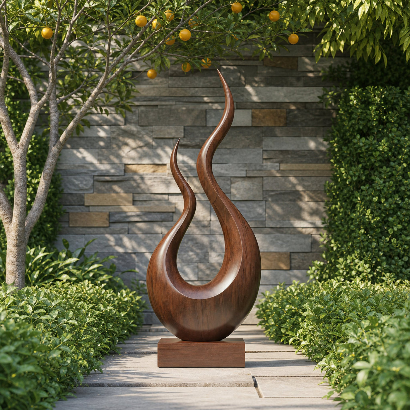 Mid Century Wooden Sculpture For Garden Decorative Panel