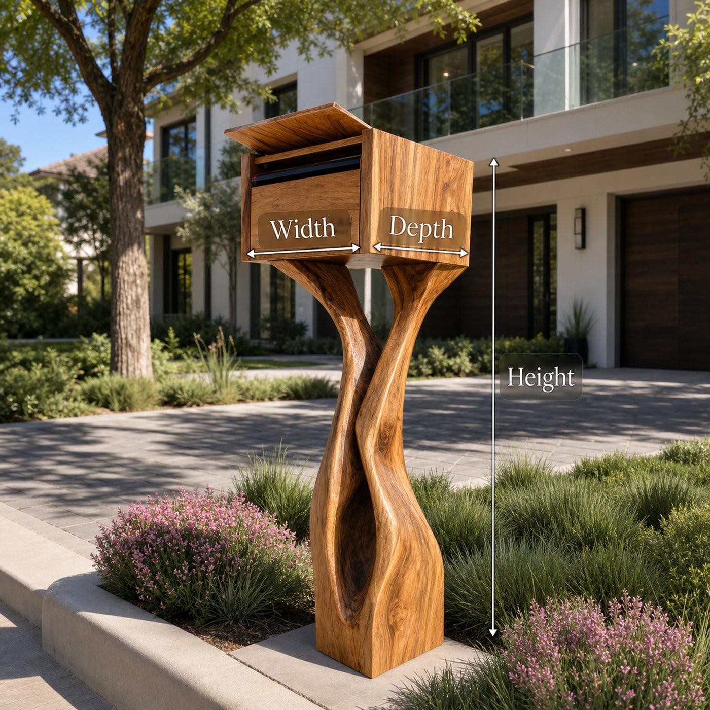 Mid Century Wooden Sculpture Mailbox For Outdoor Furniture Accent - product view 6