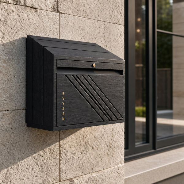 Mid Century Wooden Sculpture Mailbox For Outdoor Garden Furniture
