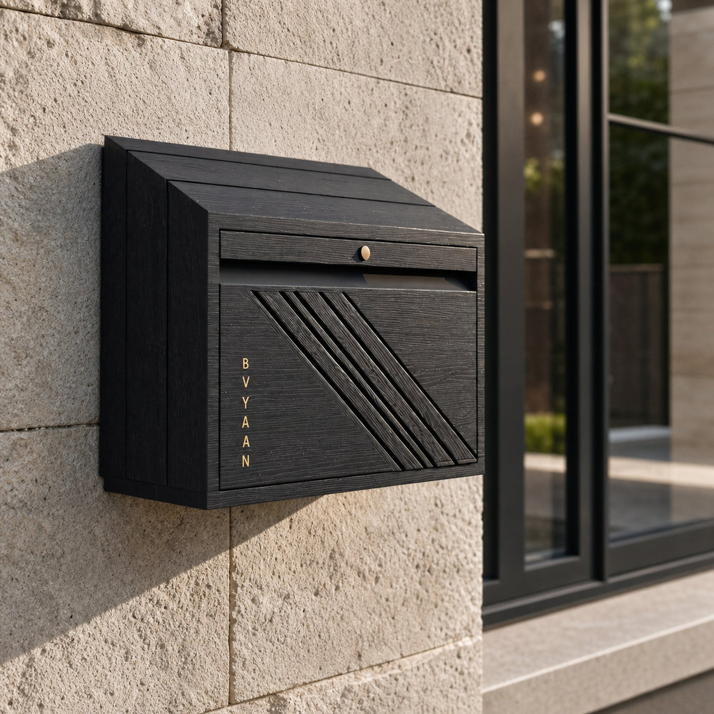 Mid Century Wooden Sculpture Mailbox For Outdoor Garden Furniture
