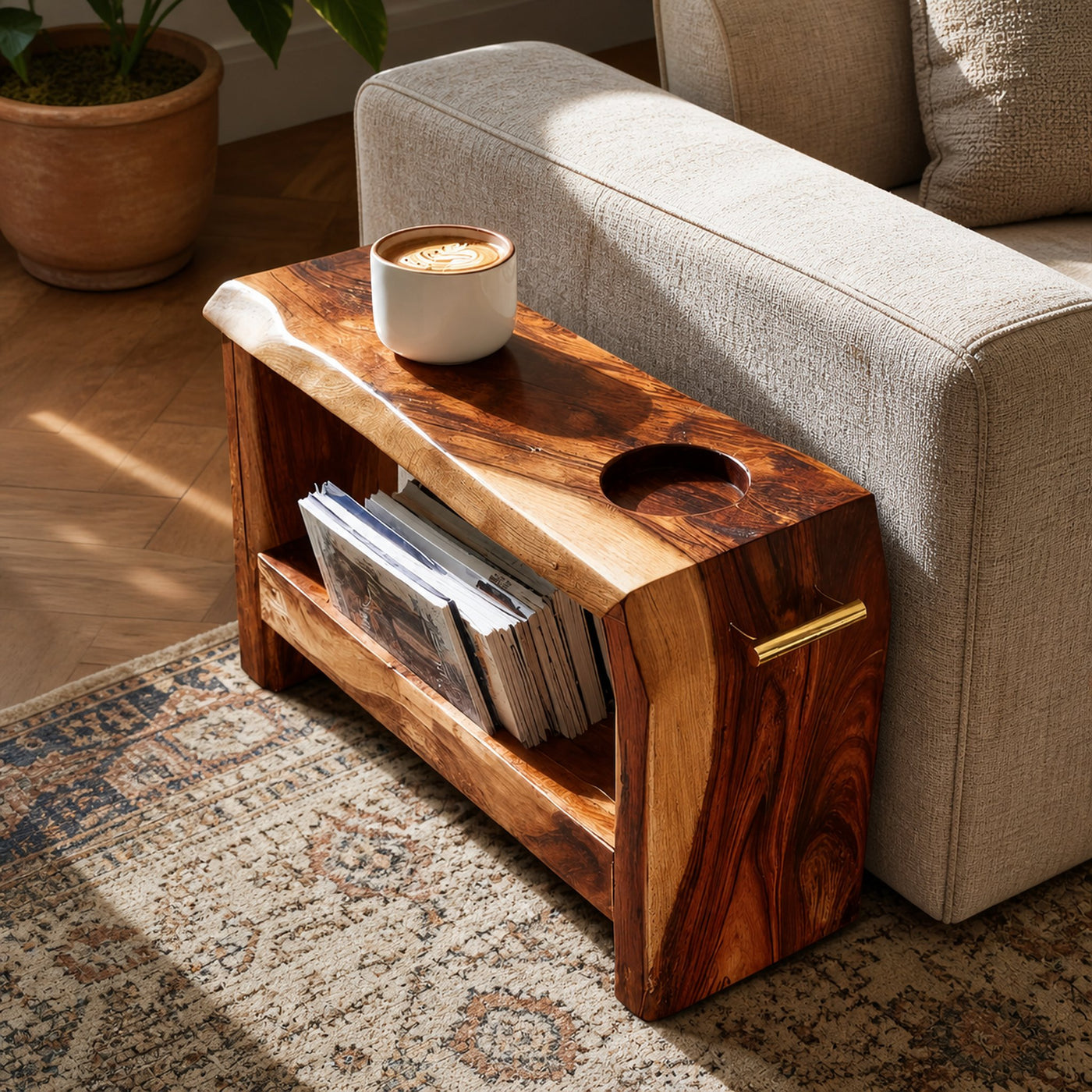 Mid Century Wooden Side Table For Living Room Decor
