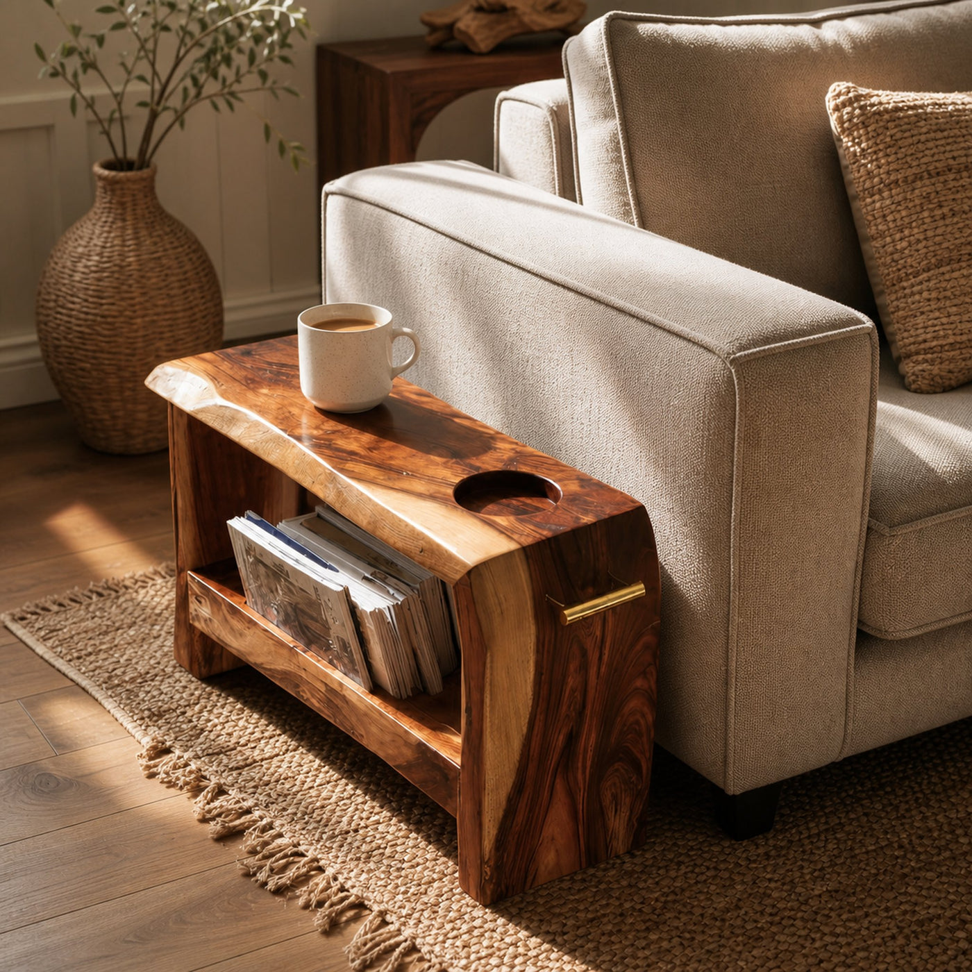 Mid Century Wooden Side Table For Living Room Decor - product view 6