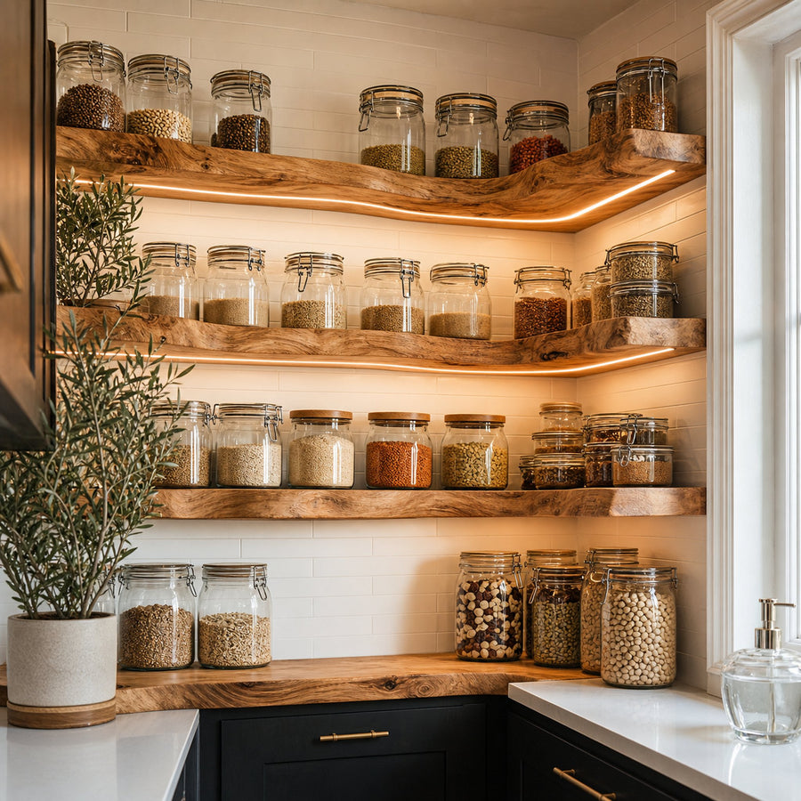 Mid Century Wooden Spice Rack For Kitchen Storage Decor