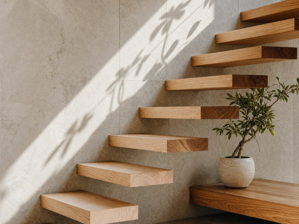 Mid Century Wooden Stair Modern Living Room