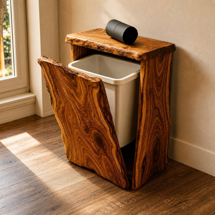 Mid Century Wooden Tilt Out Trash Can For Home Furniture Decor