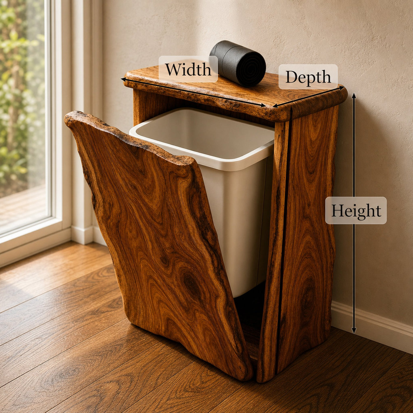 Mid Century Wooden Tilt Out Trash Can For Home Furniture Decor - product view 6