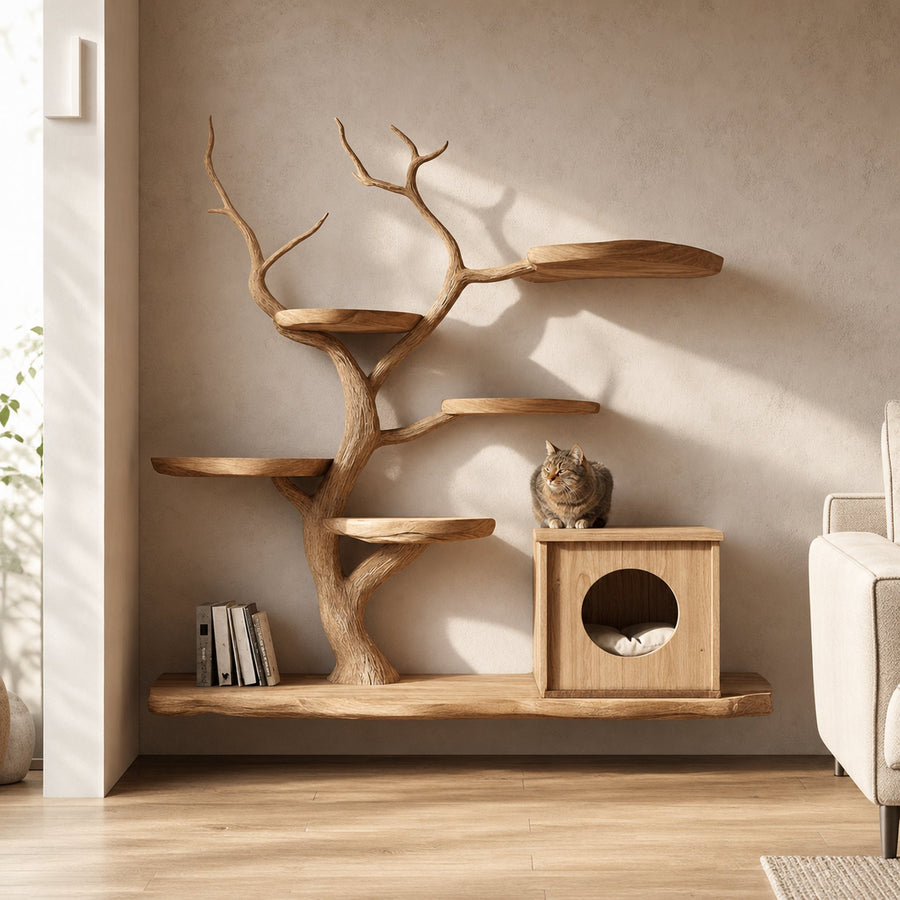 Midcentury Wooden Tree Cat Climbing Furniture Home