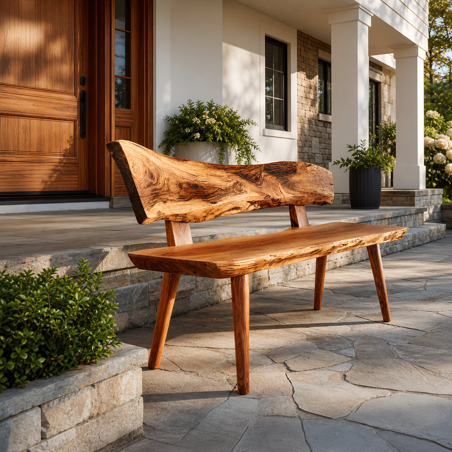 Minimal Outdoor Wooden Bench For Green Garden