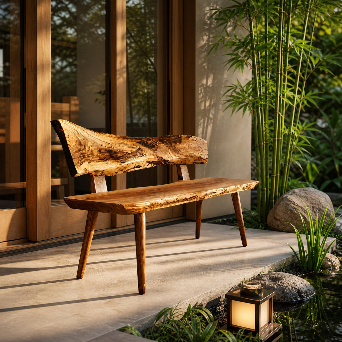 Minimal Outdoor Wooden Bench For Green Garden - product view 6