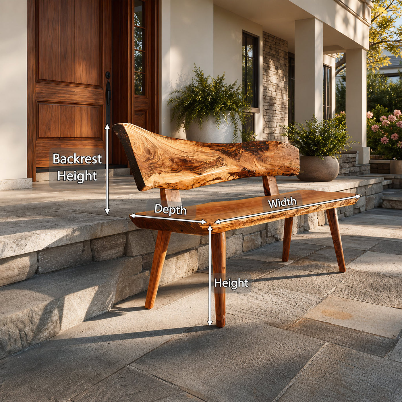 Minimal Outdoor Wooden Bench For Green Garden - product view 8