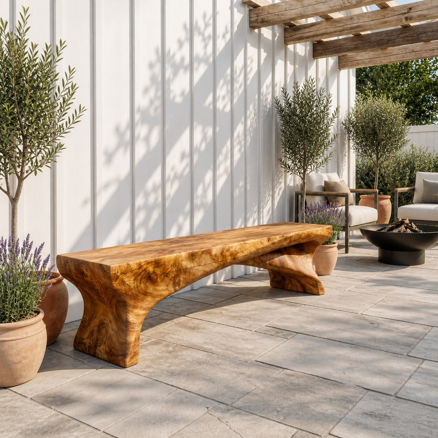 Minimal Rustic Bench Solid Wood Live Edge Structure Entryway Or Hallway - product view 6