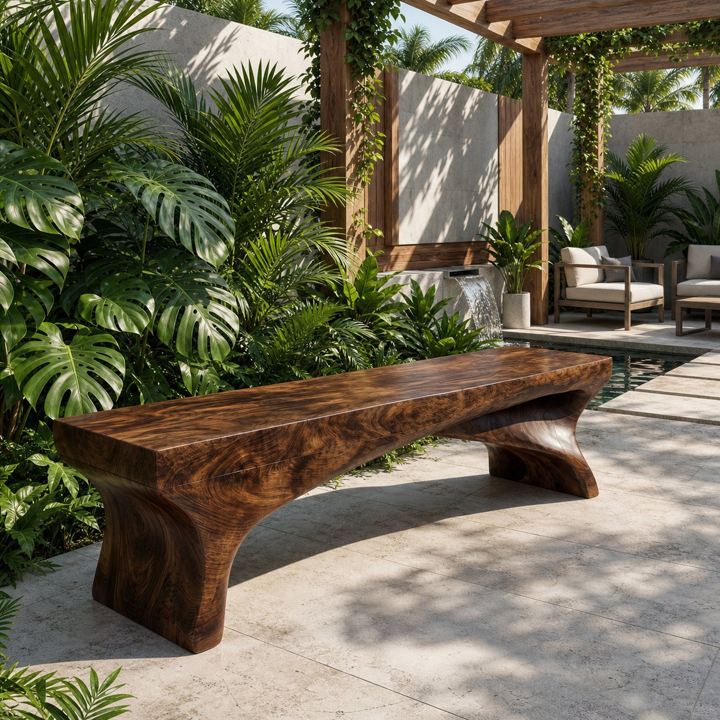 Minimal Rustic Bench Solid Wood Live Edge Structure Entryway Or Hallway - product view 7