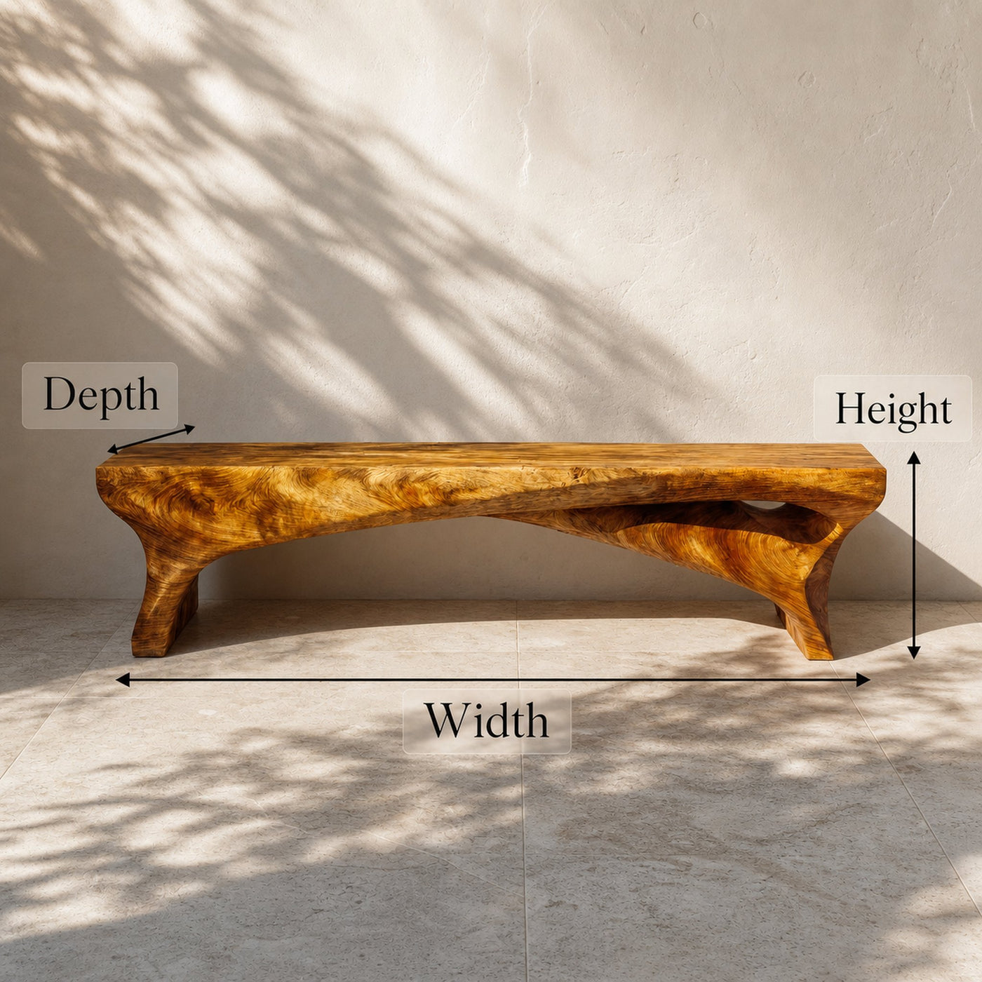 Minimal Rustic Bench Solid Wood Live Edge Structure Entryway Or Hallway - product view 8