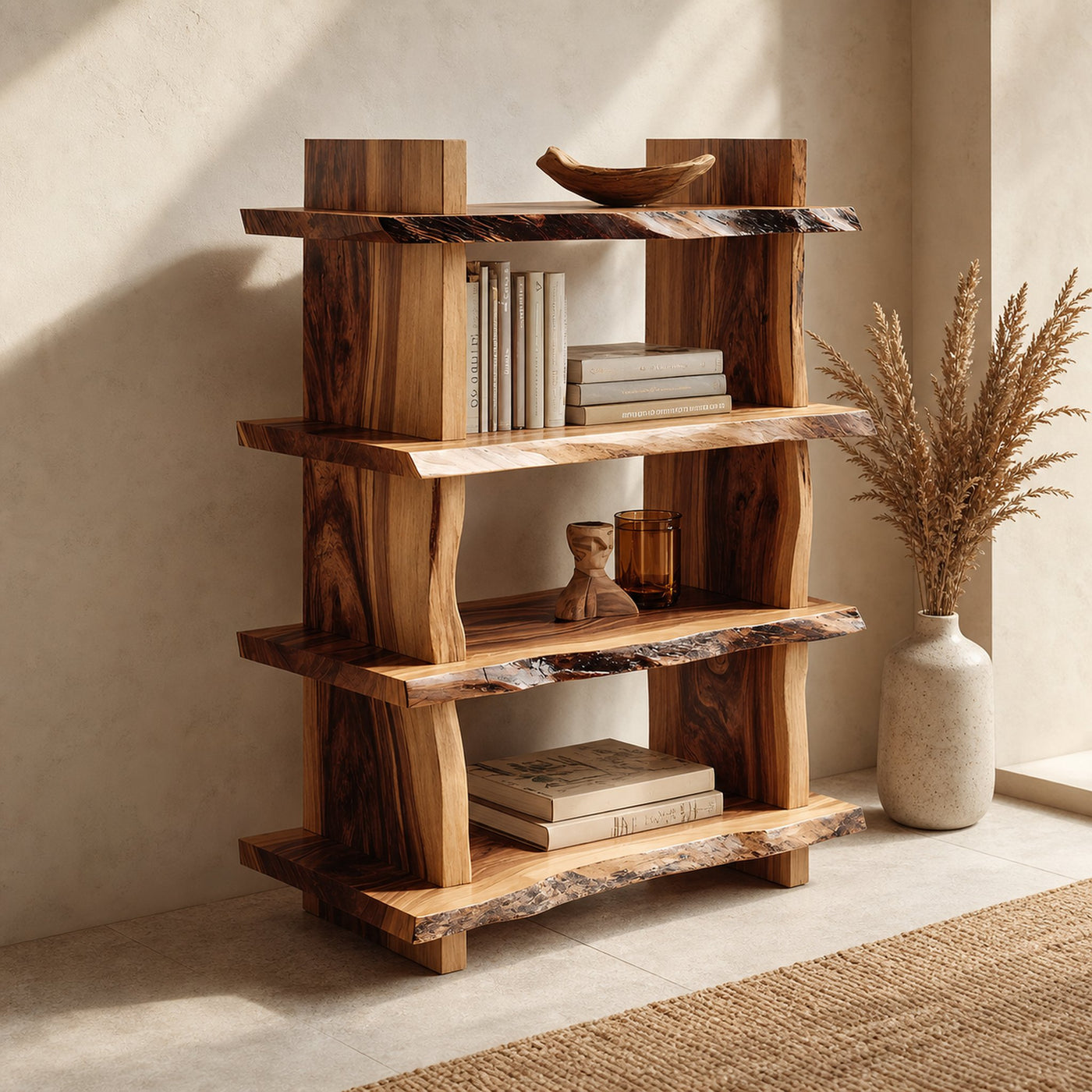 Minimal Wood Bookshelf For Bedroom Storage And Modern Decor