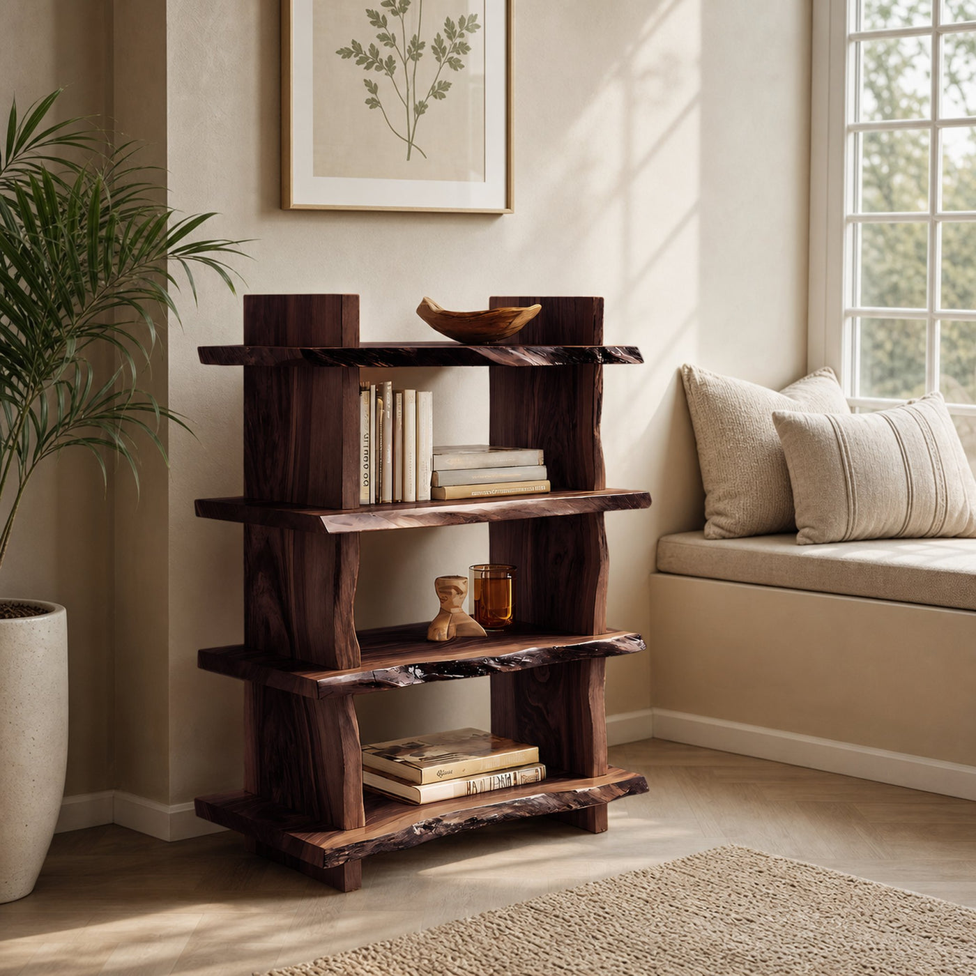 Minimal Wood Bookshelf For Bedroom Storage And Modern Decor - product view 7