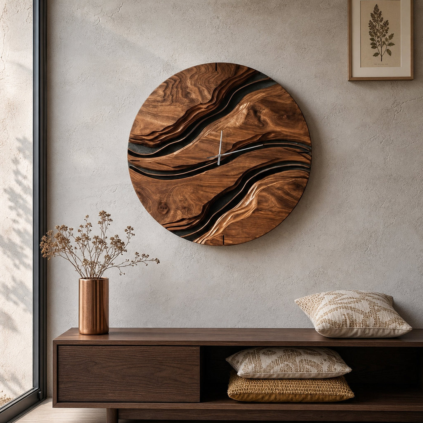Minimalist Artistic Wooden Wall Clock For Living Room Design - product view 6