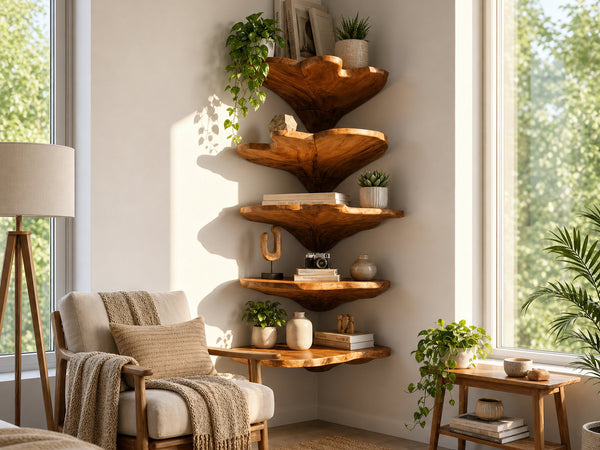 Minimalist Leaf Corner Shelf Bedroom Wall Decor Display
