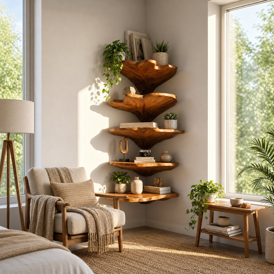 Minimalist Leaf Corner Shelf Bedroom Wall Decor Display