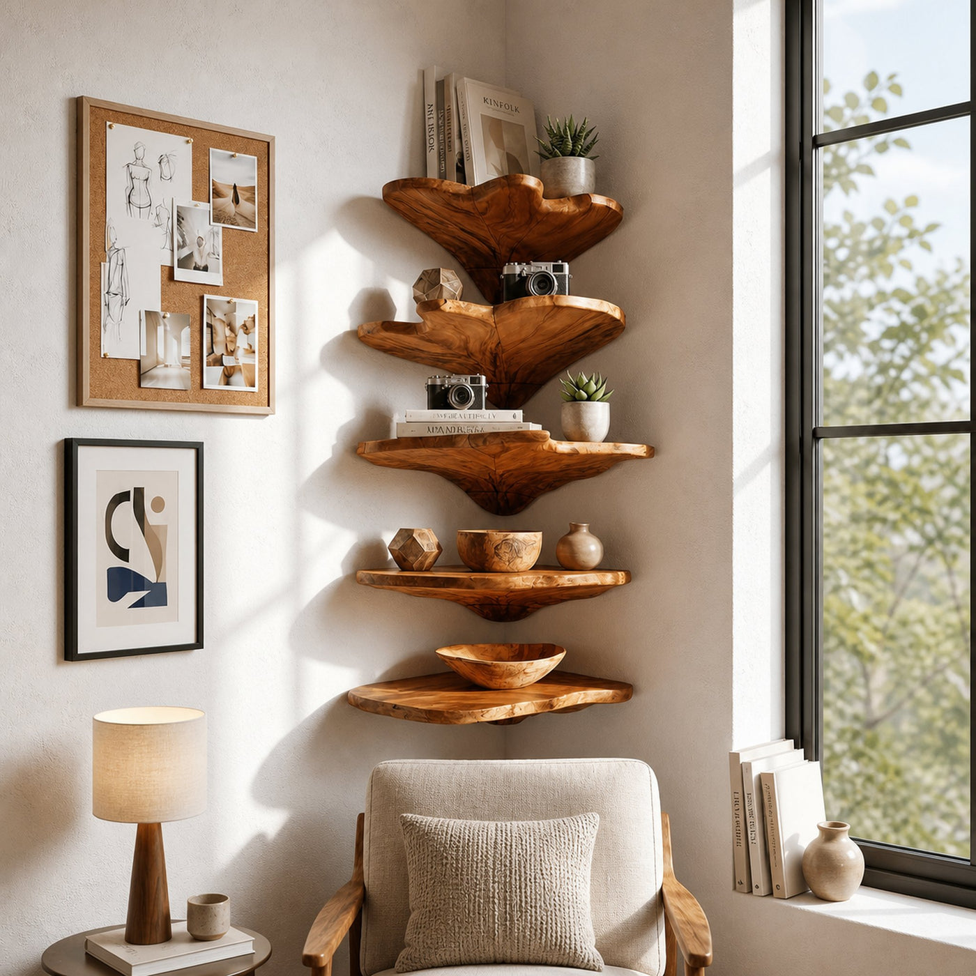 Minimalist Leaf Corner Shelf Bedroom Wall Decor Display - product view 6