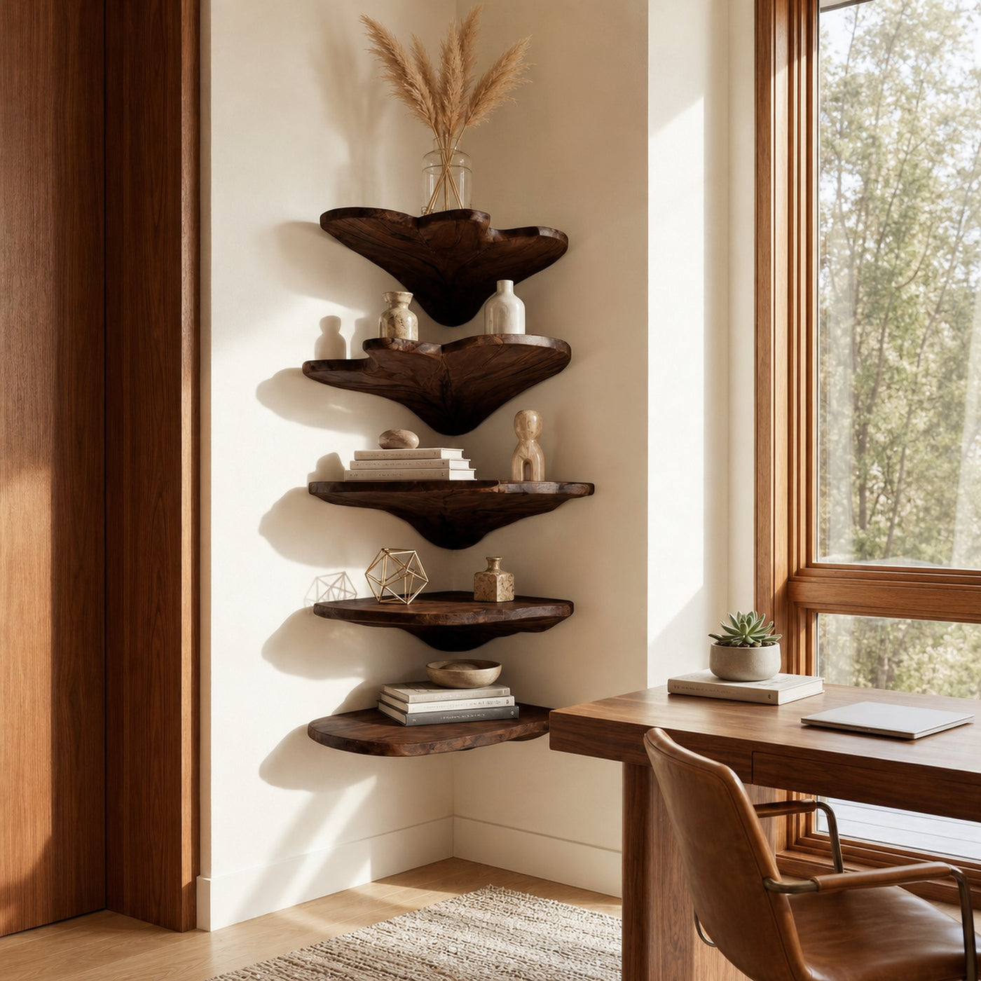 Minimalist Leaf Corner Shelf Bedroom Wall Decor Display - product view 7