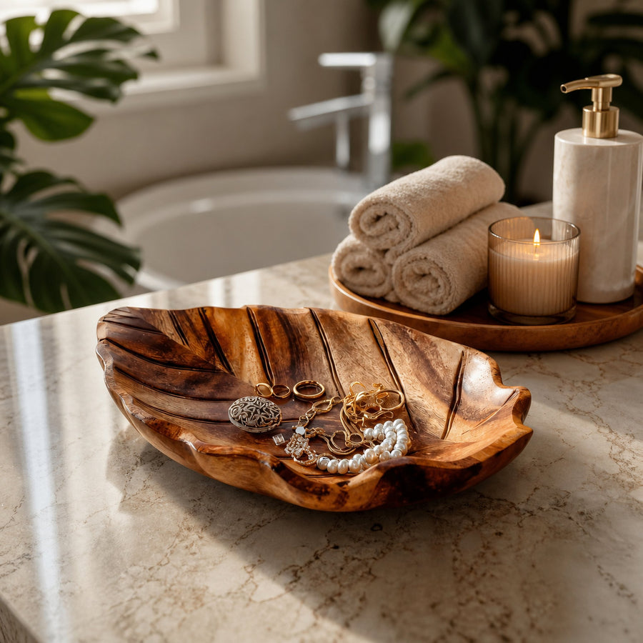 Minimalist Leaf Jewelry Tray For Bathroom
