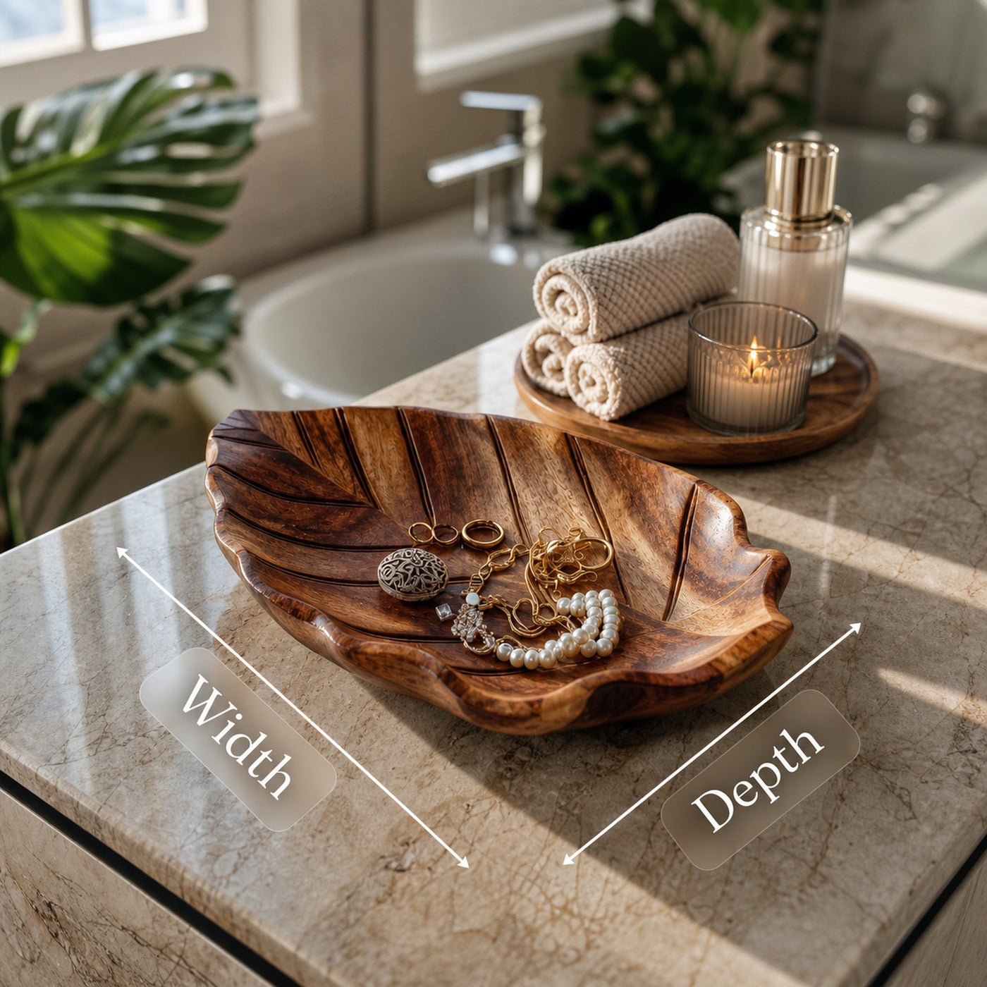 Minimalist Leaf Jewelry Tray For Bathroom - product view 6