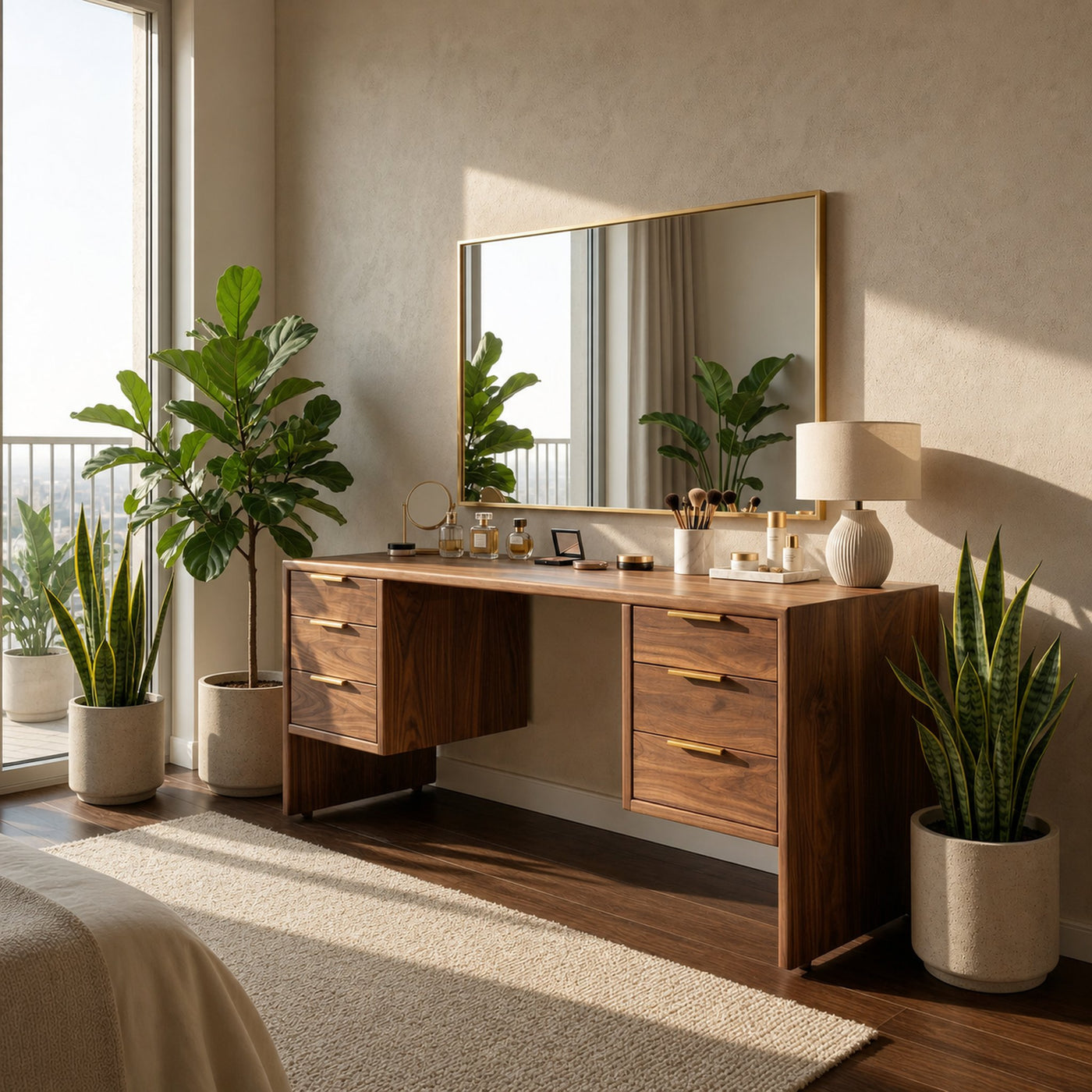 Minimalist Makeup Vanity Desk Personal Beauty Space Dressing Area