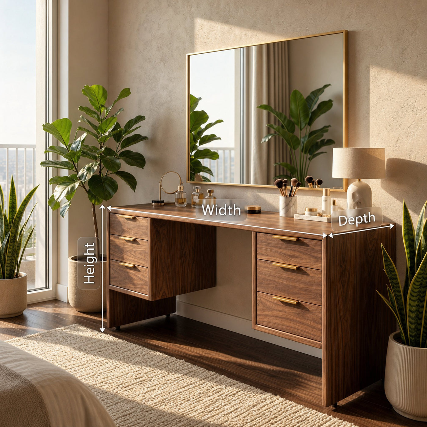 Minimalist Makeup Vanity Desk Personal Beauty Space Dressing Area - product view 8