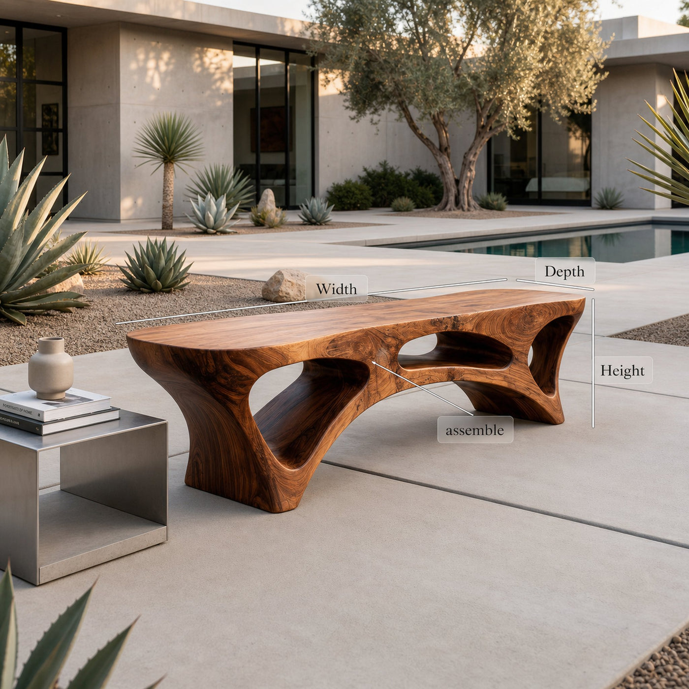 Minimalist Natural Wood Outdoor Bench For Patio Seating - product view 8
