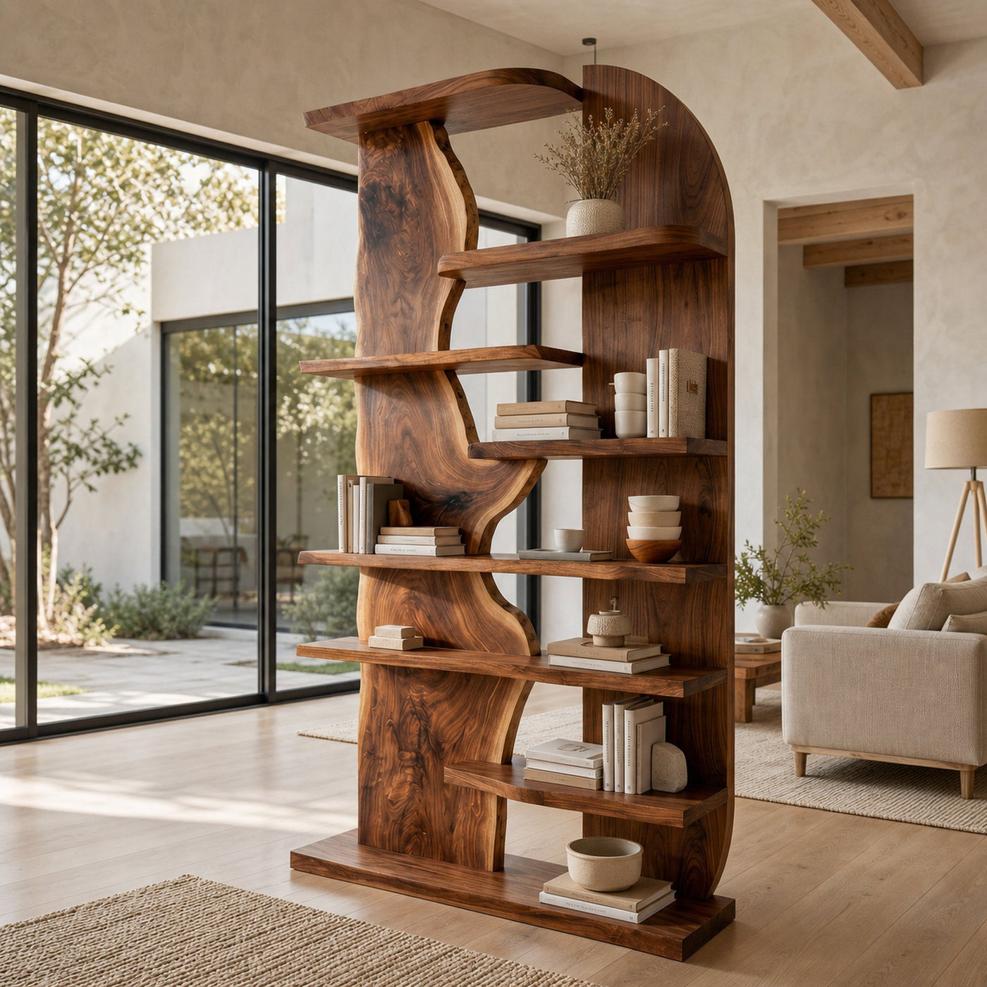 Minimalist Natural Wood Standing Shelf For Home Corner - product view 7