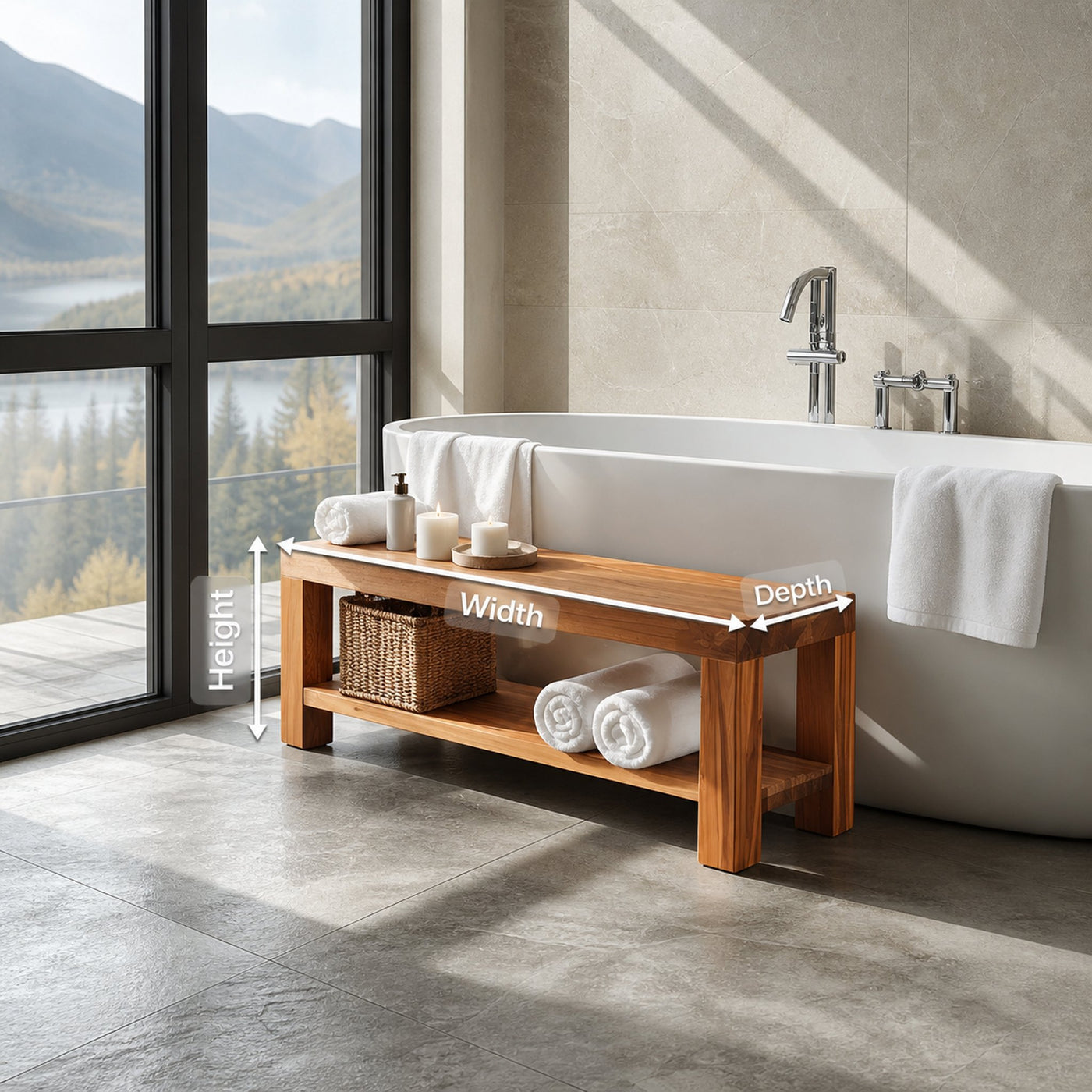 Minimalist Shower Bench With Storage Shelf For Bathroom - product view 8