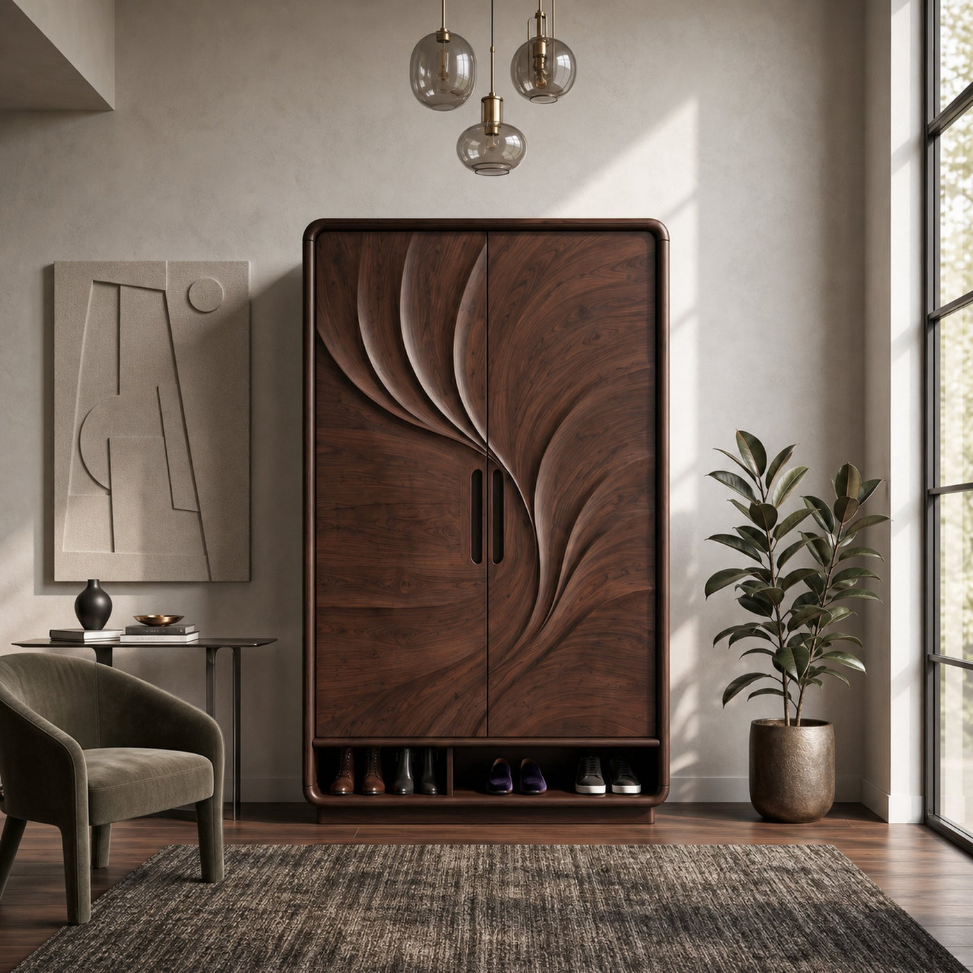 Minimalist Textured Surface Wardrobe For Guest Room Interior - product view 7