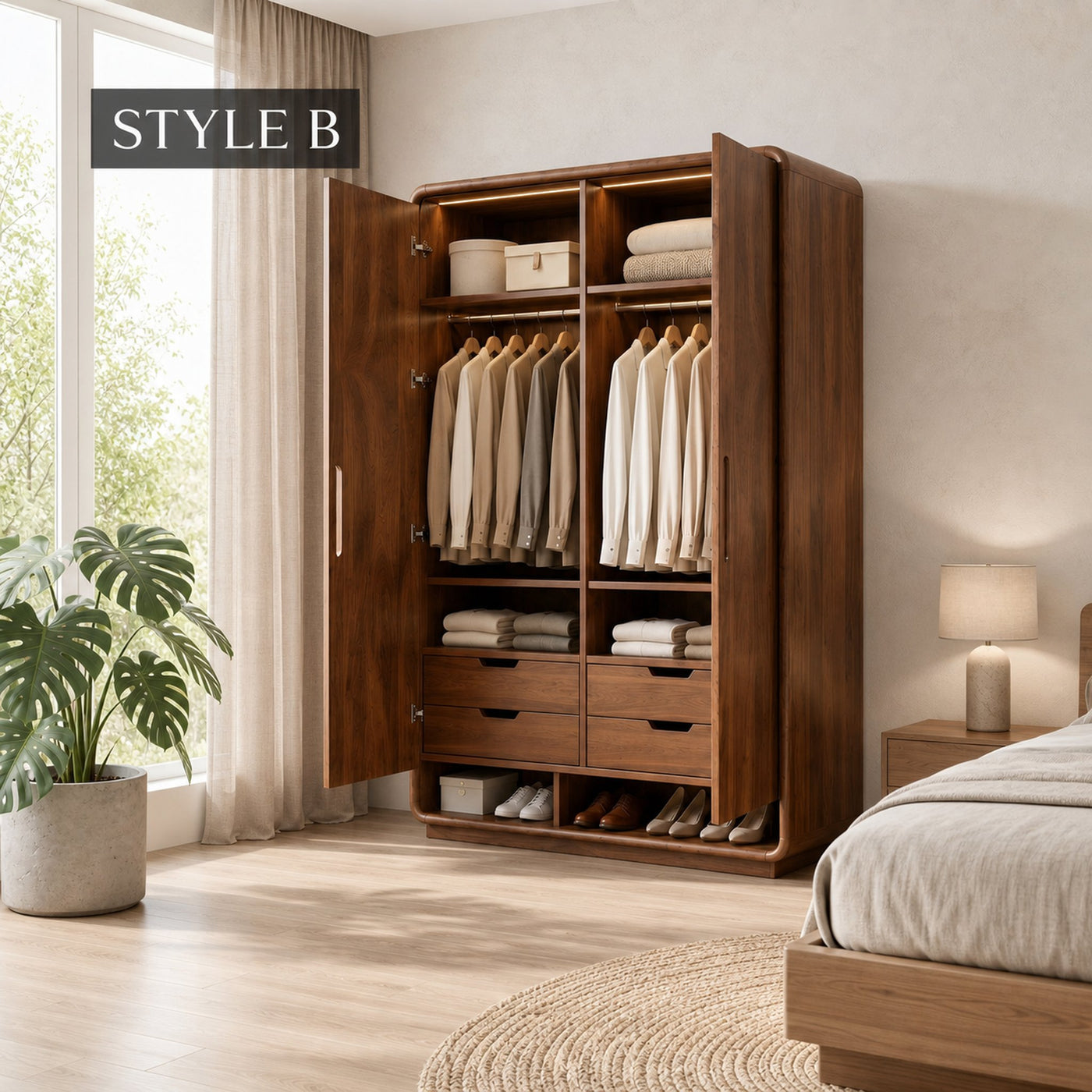 Minimalist Textured Surface Wardrobe For Guest Room Interior - product view 10