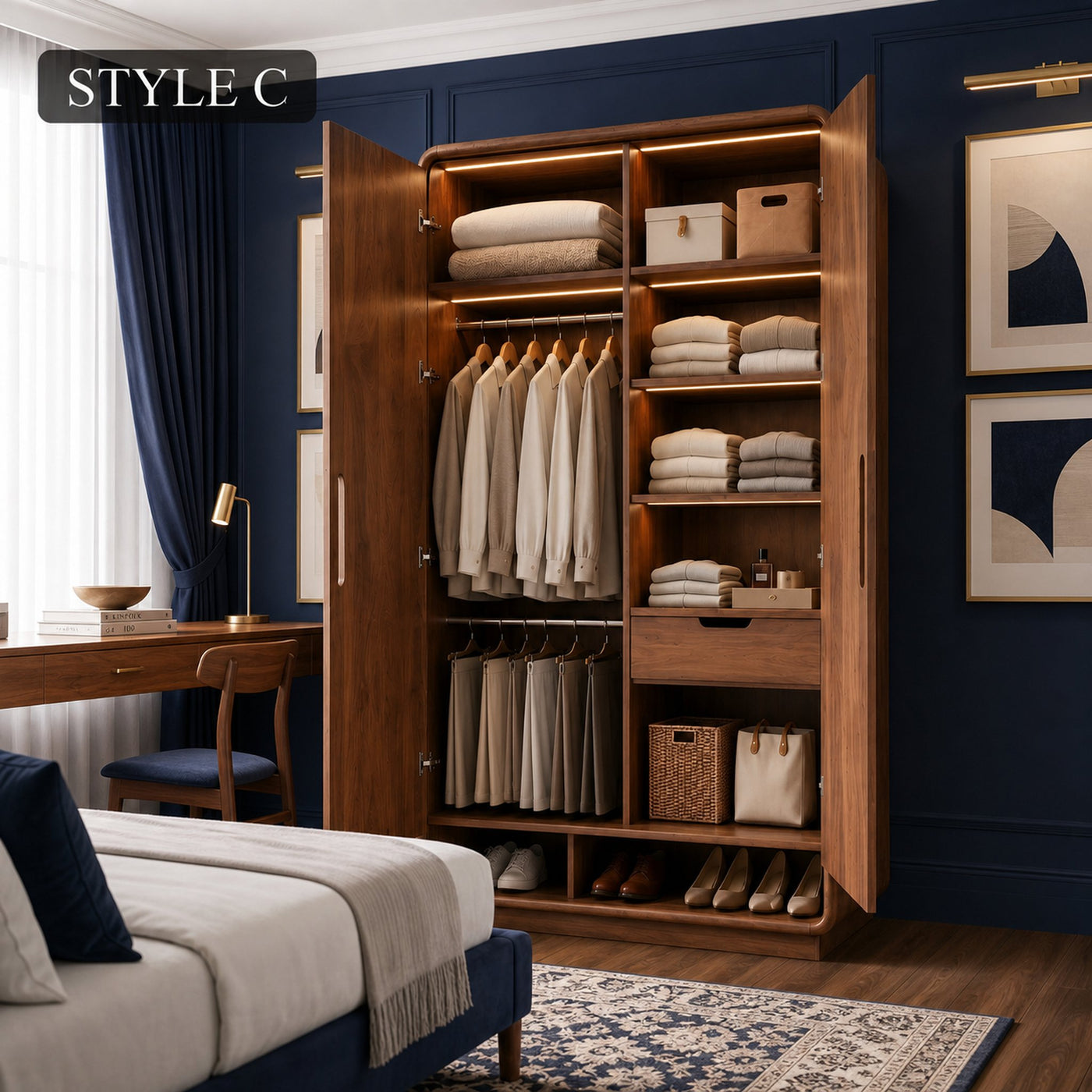 Minimalist Textured Surface Wardrobe For Guest Room Interior - product view 11