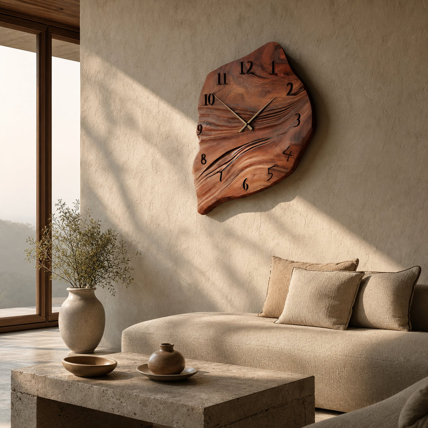Minimalist Wall Clock Organic Shape Clock For Living Room
