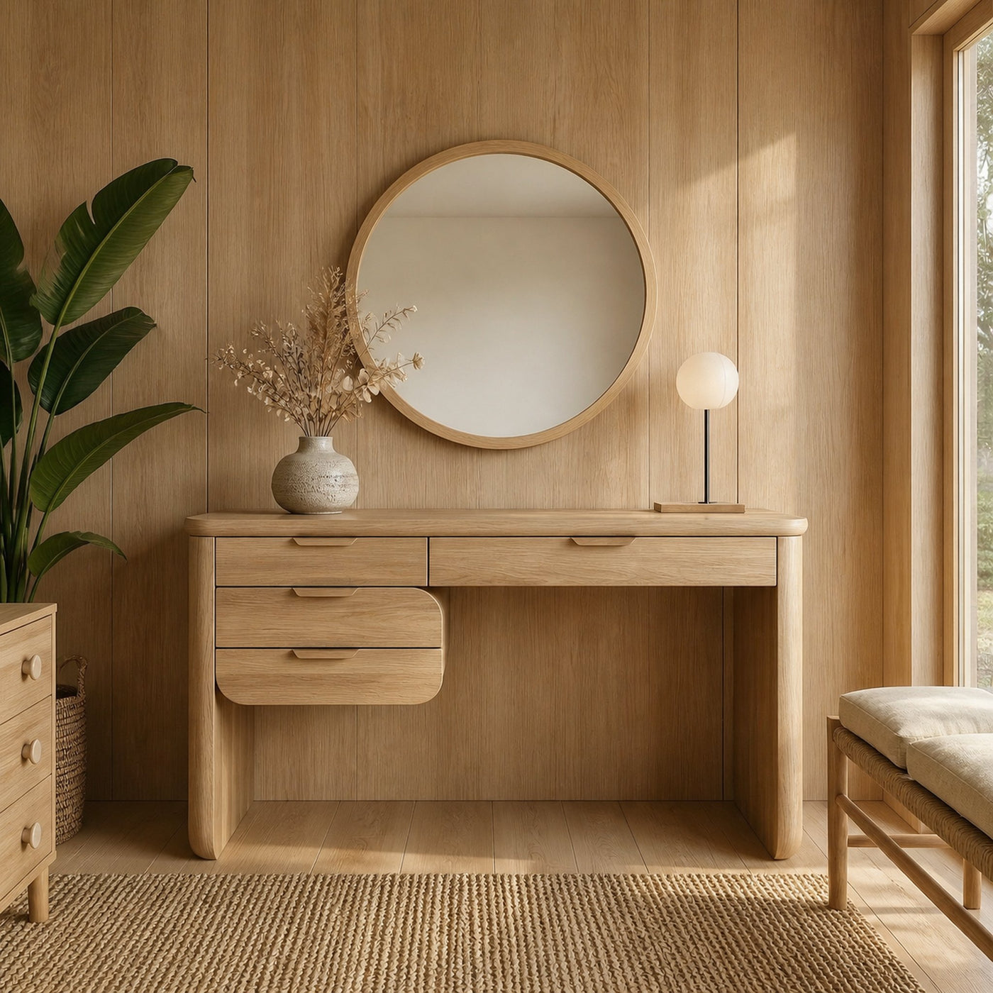 Minimalist Wooden Dressing Table Bedroom Or Vanity Area - product view 6