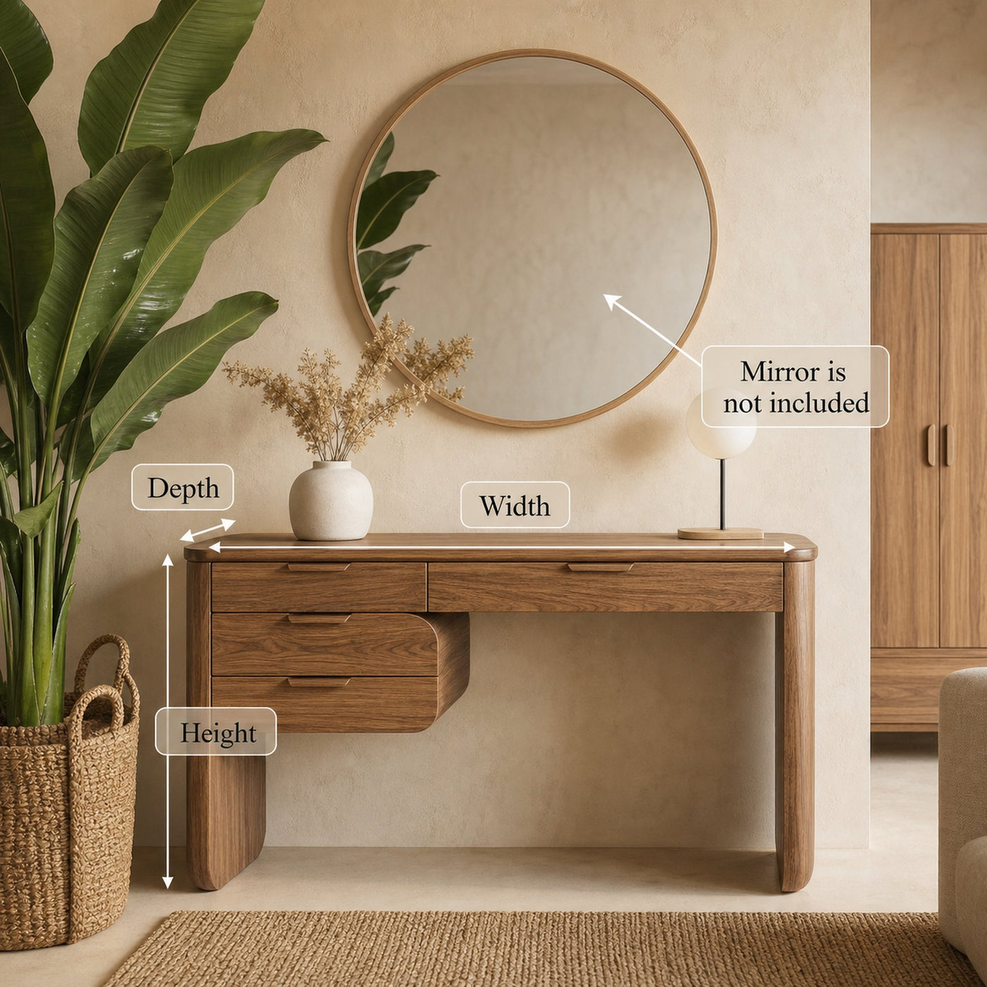 Minimalist Wooden Dressing Table Bedroom Or Vanity Area - product view 7