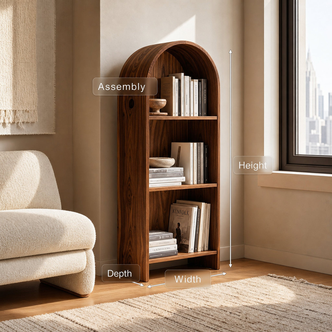 Minimalist Wooden Magazine Rack With Arched Form For Living - product view 8