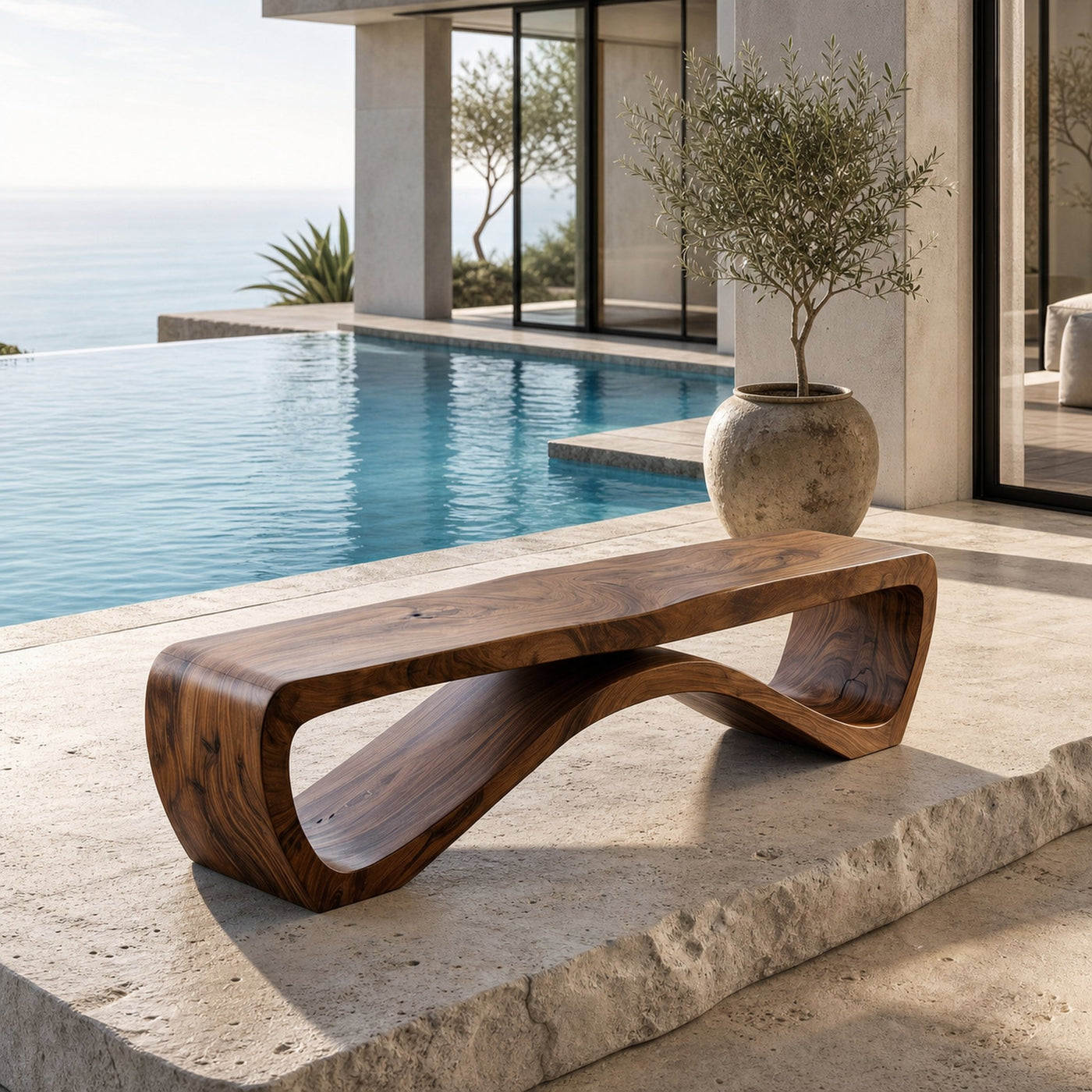 Minimalist Wooden Outdoor Bench For Front Yard Walkway - product view 6