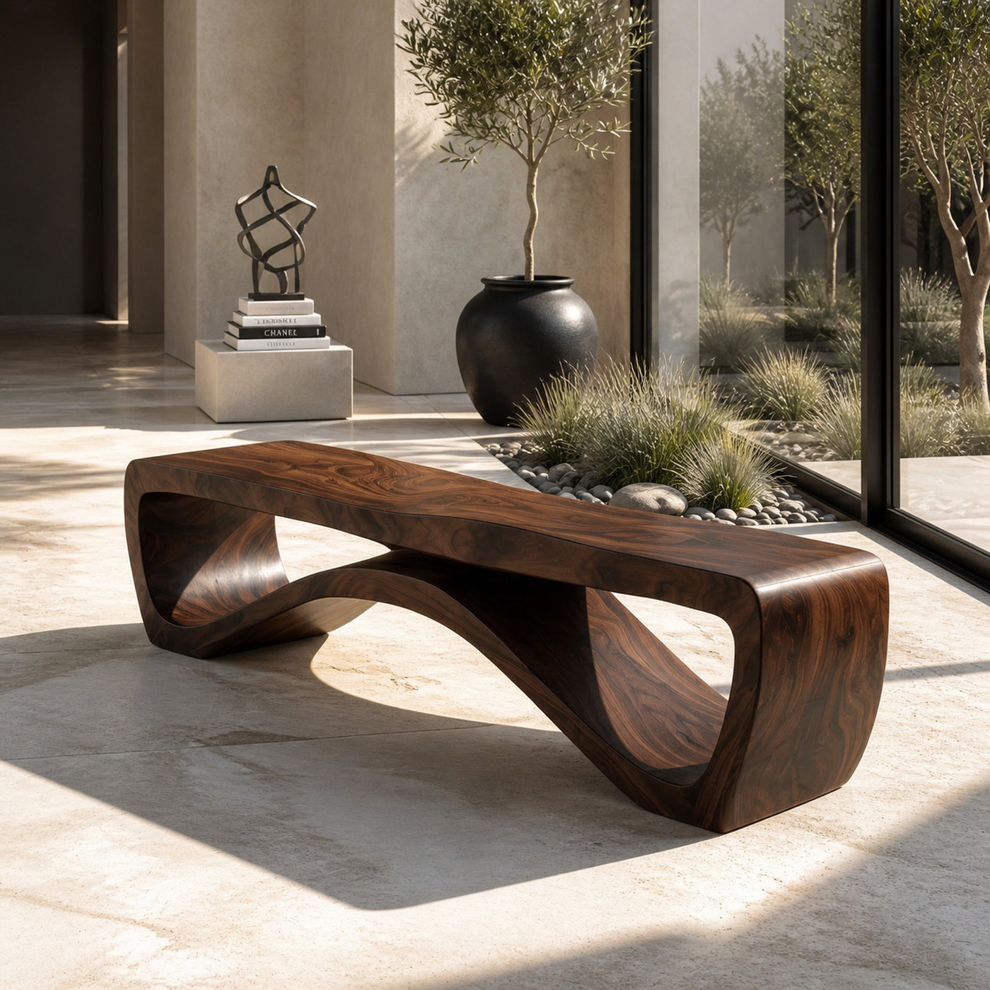 Minimalist Wooden Outdoor Bench For Front Yard Walkway - product view 7