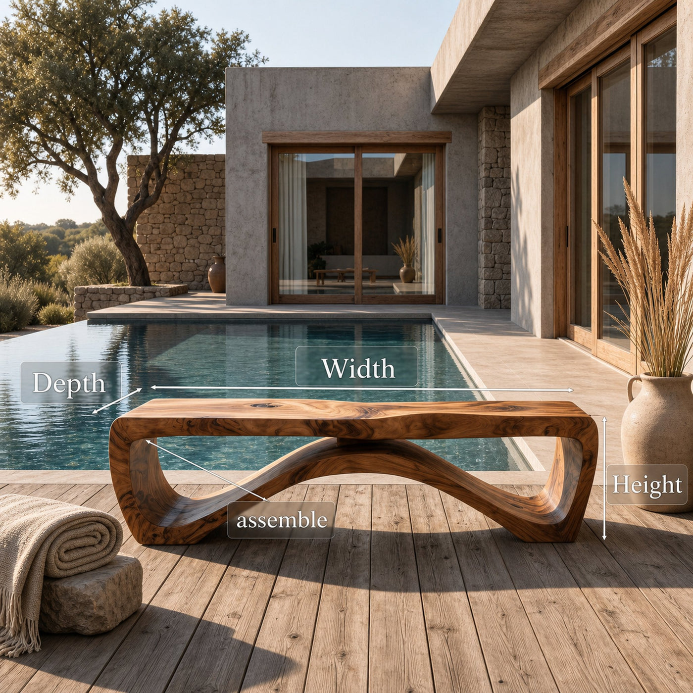 Minimalist Wooden Outdoor Bench For Front Yard Walkway - product view 8