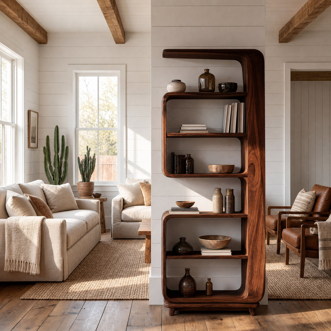 Minimalist Wooden Standing Shelf For Living Room - product view 6