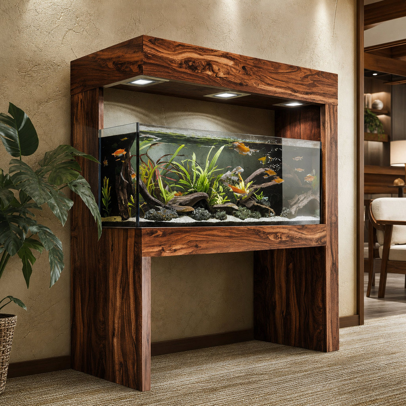 Modern Aquarium Stand With Canopy For Living Room