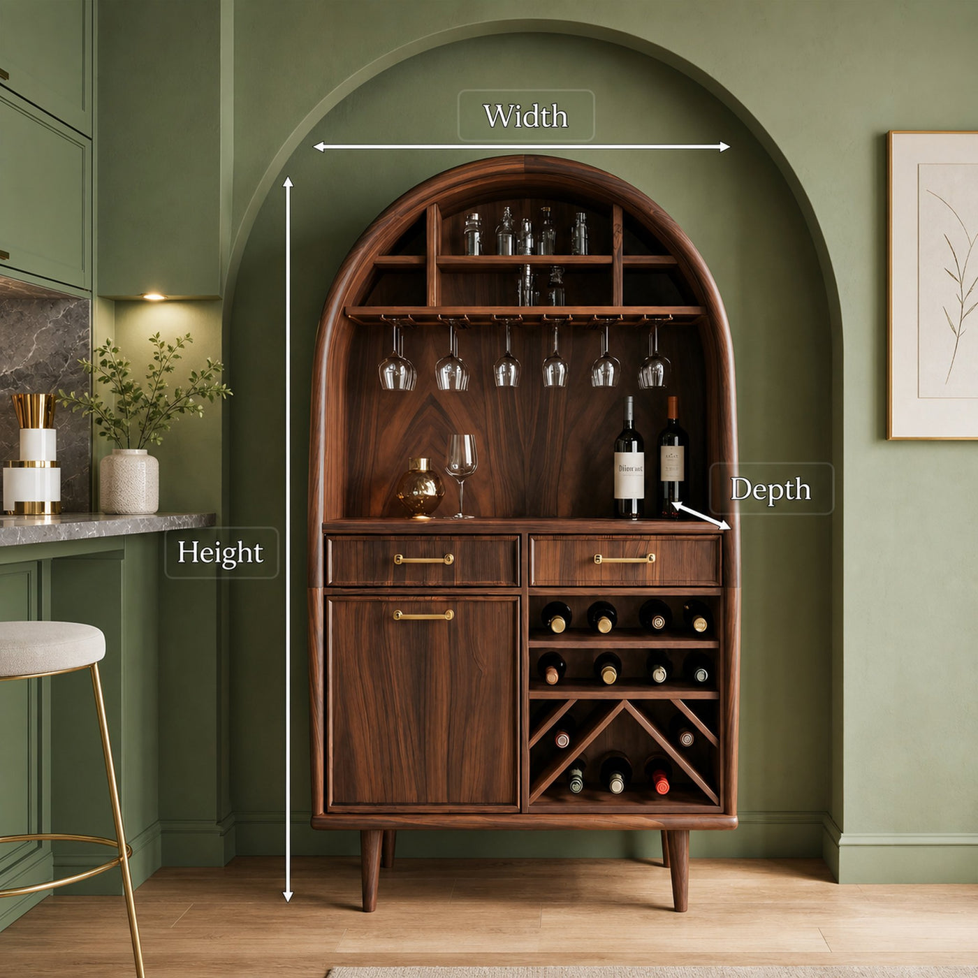 Modern Arched Wine Cabinet For Dining Room - product view 8