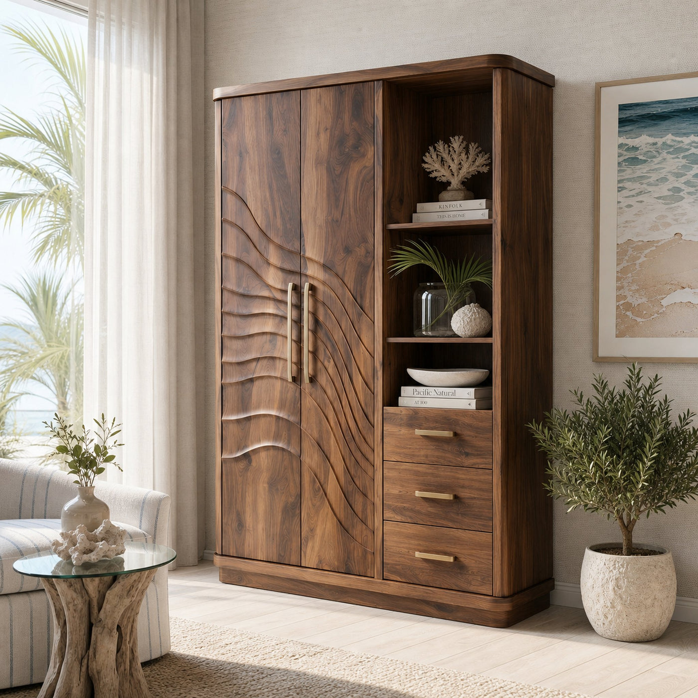 Modern Artistic Form Armoire For Open Lounge Bedroom