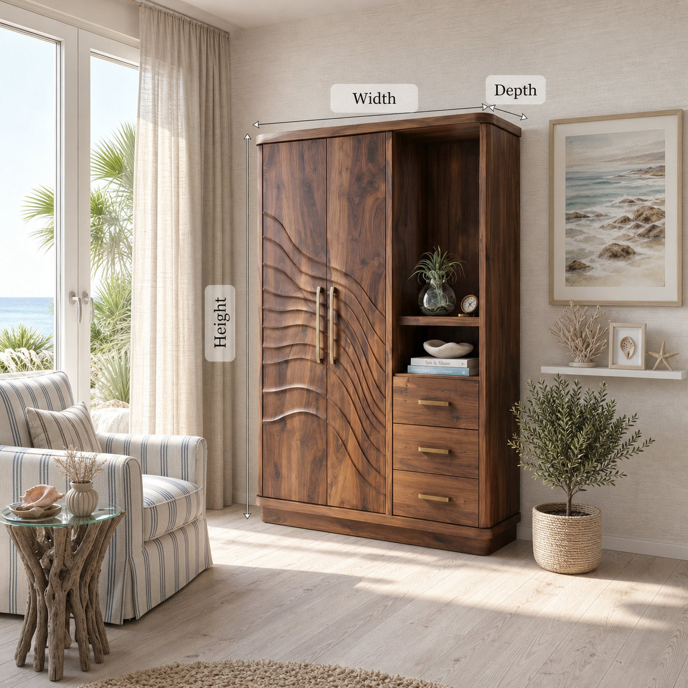 Modern Artistic Form Armoire For Open Lounge Bedroom - product view 8