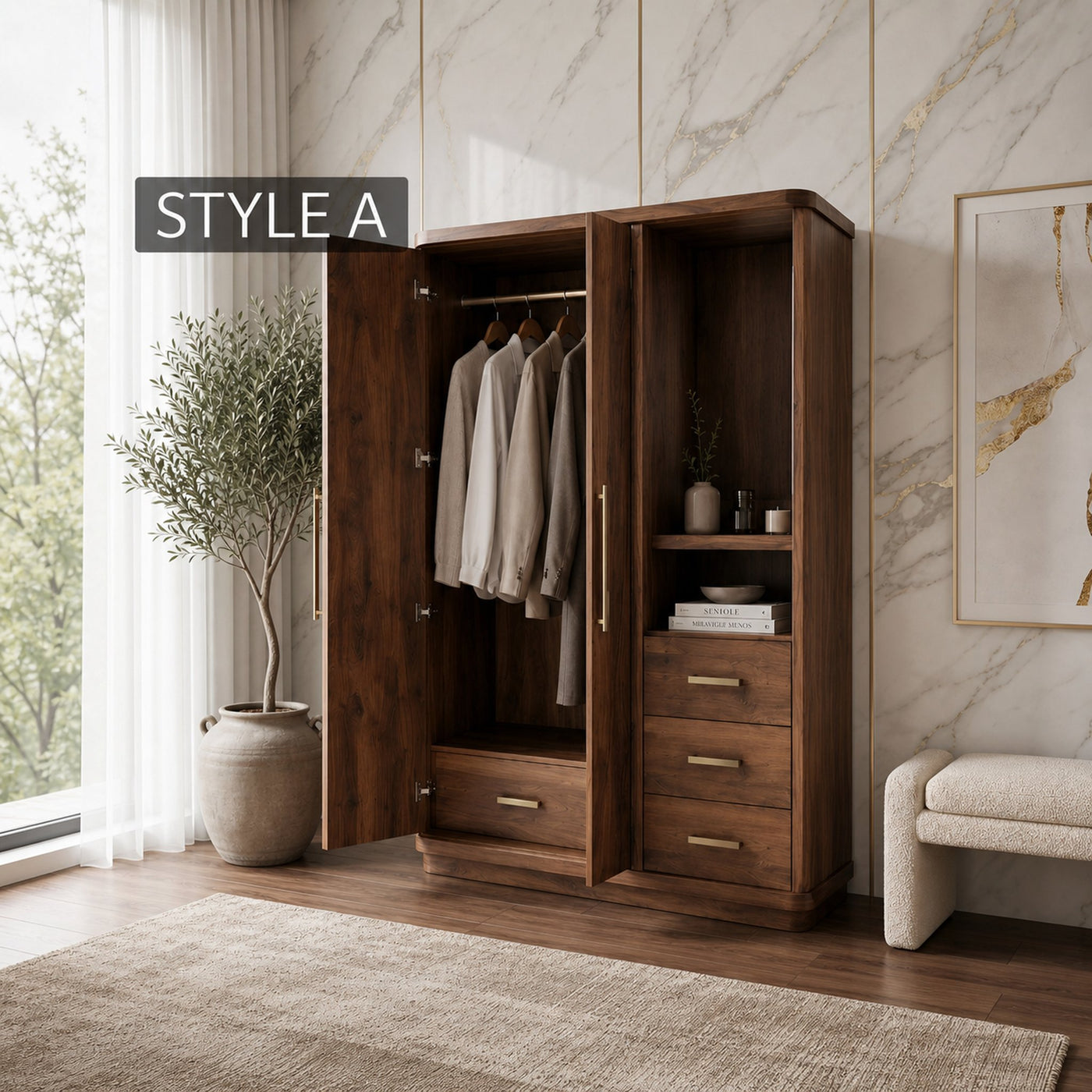 Modern Artistic Form Armoire For Open Lounge Bedroom - product view 11