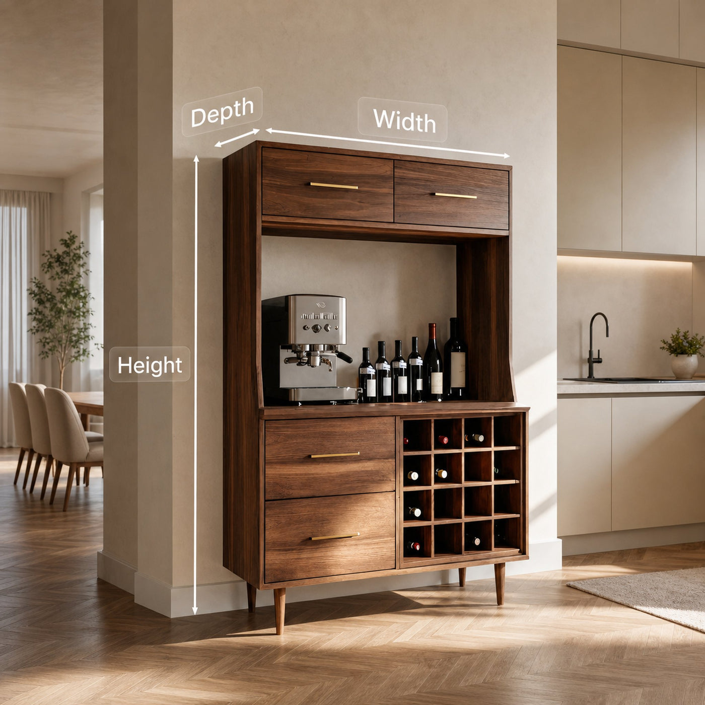 Modern Bar Cabinet With Wine Storage For Kitchen - product view 6