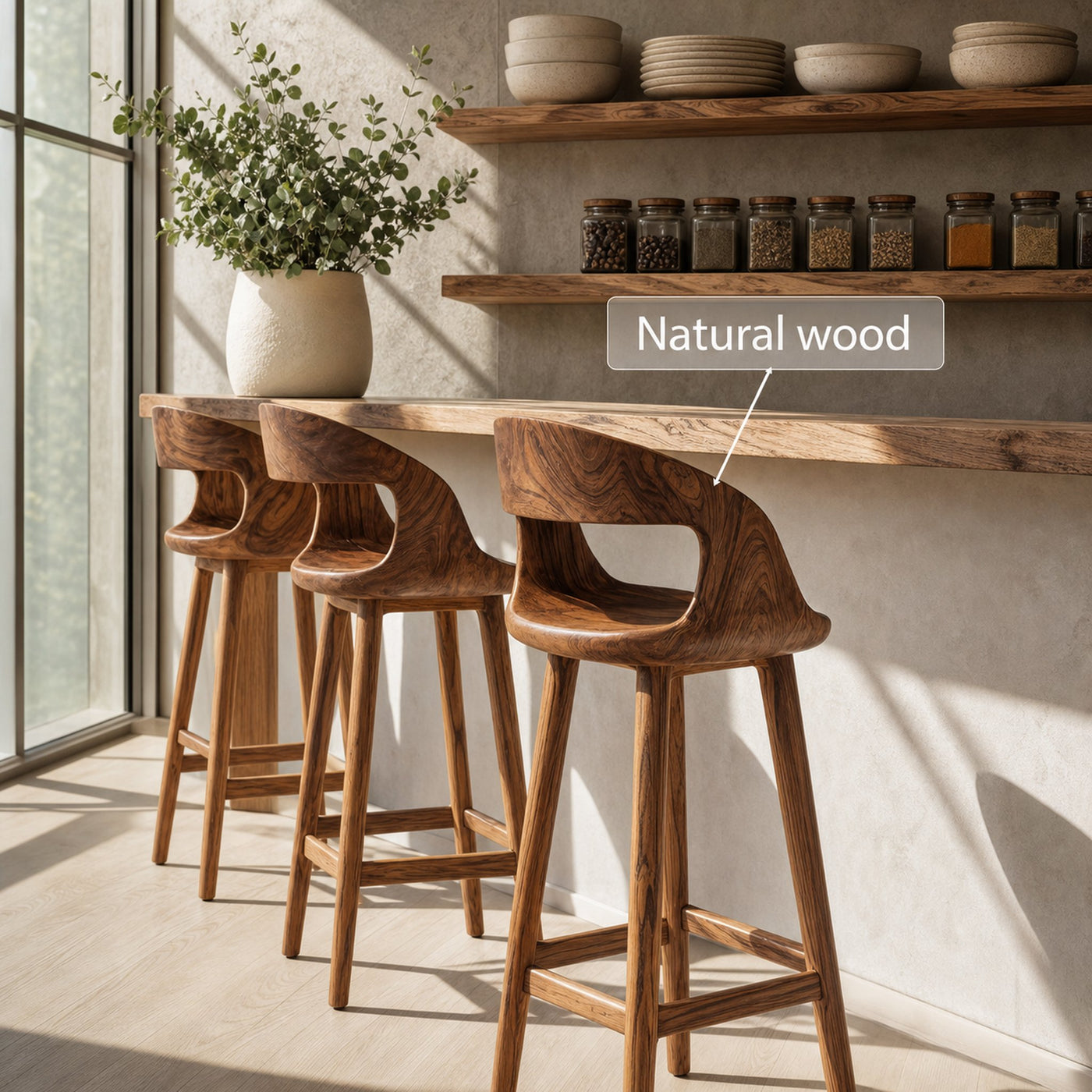 Modern Bar Stool With Curved Backrest For Kitchen - product view 6