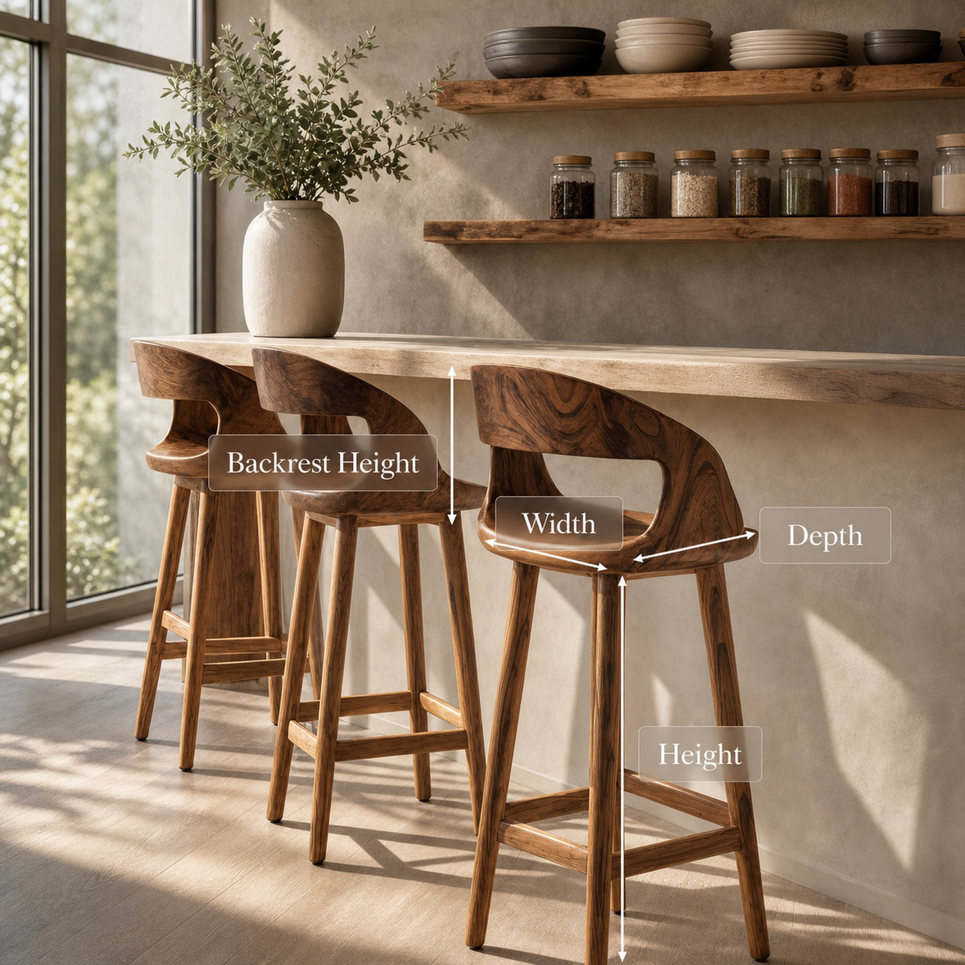 Modern Bar Stool With Curved Backrest For Kitchen - product view 8